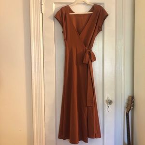 Wayre Roma Reversible Wrap Dress, Rust, size L